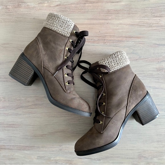 Call It Spring Brown Sweater Booties - Size 7.5 - Picture 1 of 5